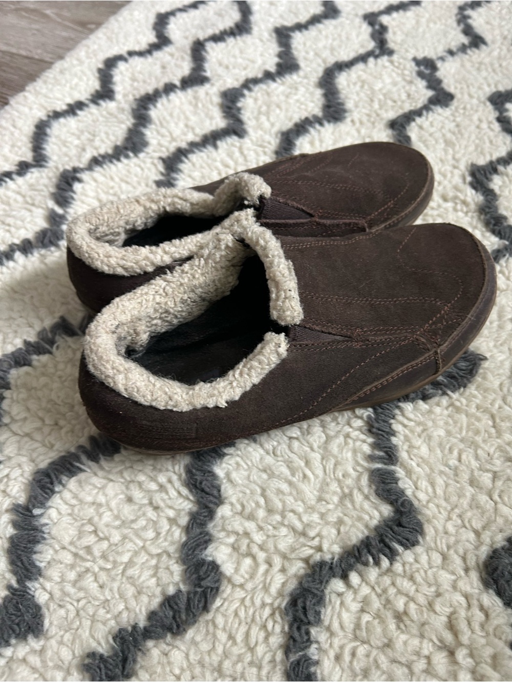 Patagonia Brown Slip-On Loafers with Cream Sherpa Lining